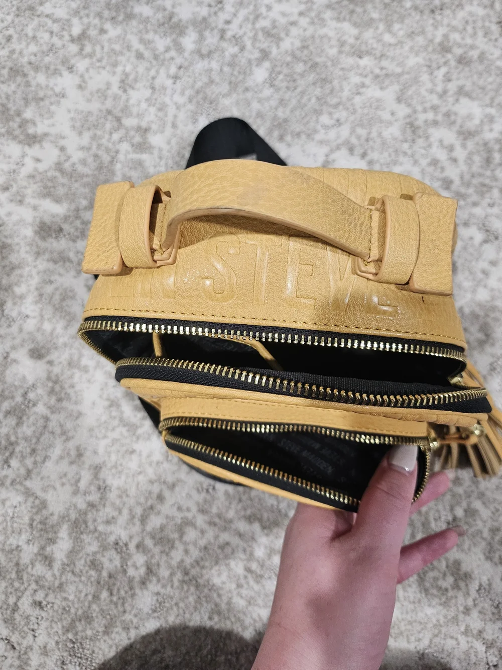 Steve Madden Mustard Mini Backpack with Tassel